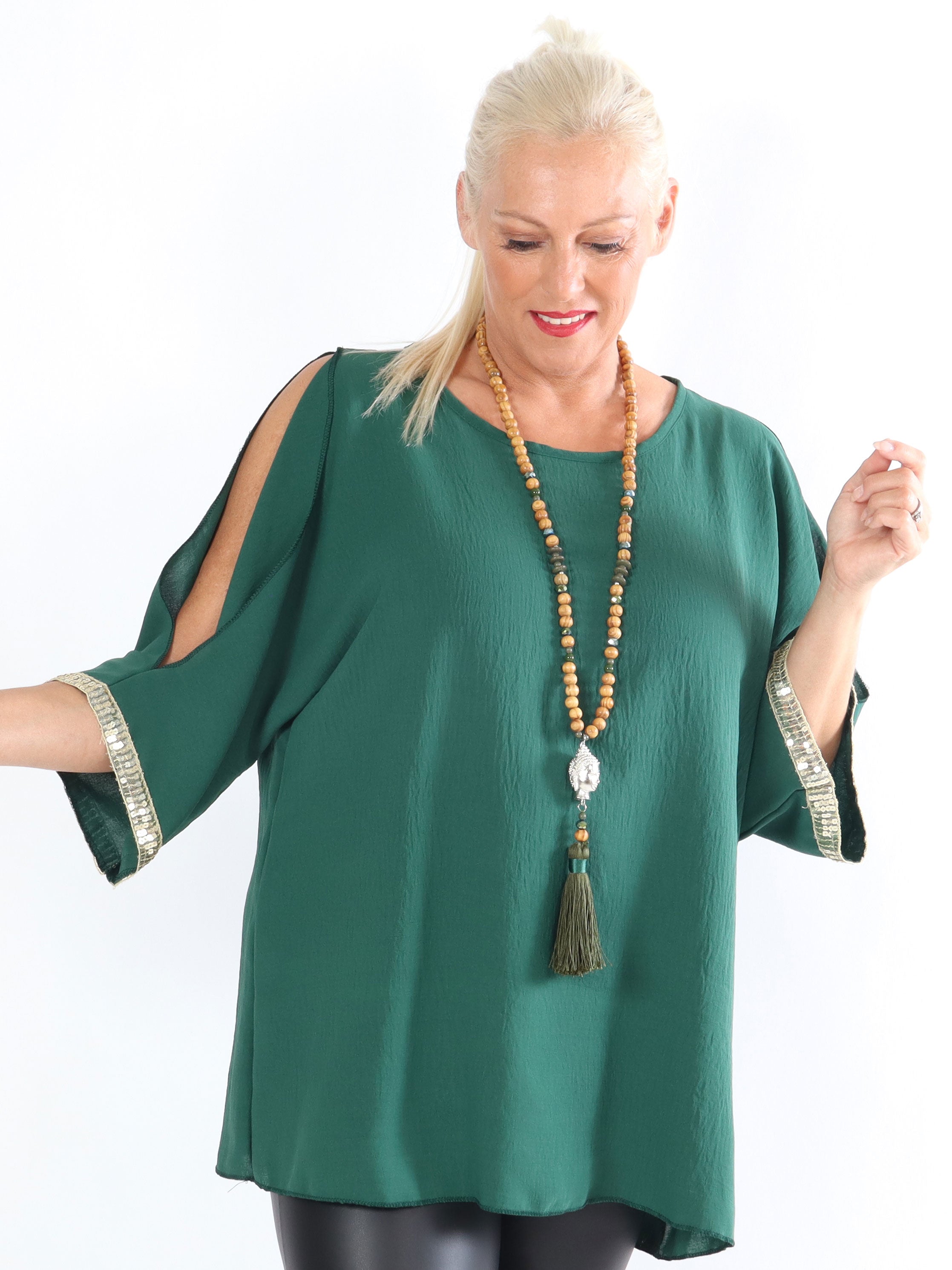 Capri - Plus size tunika med pailletter